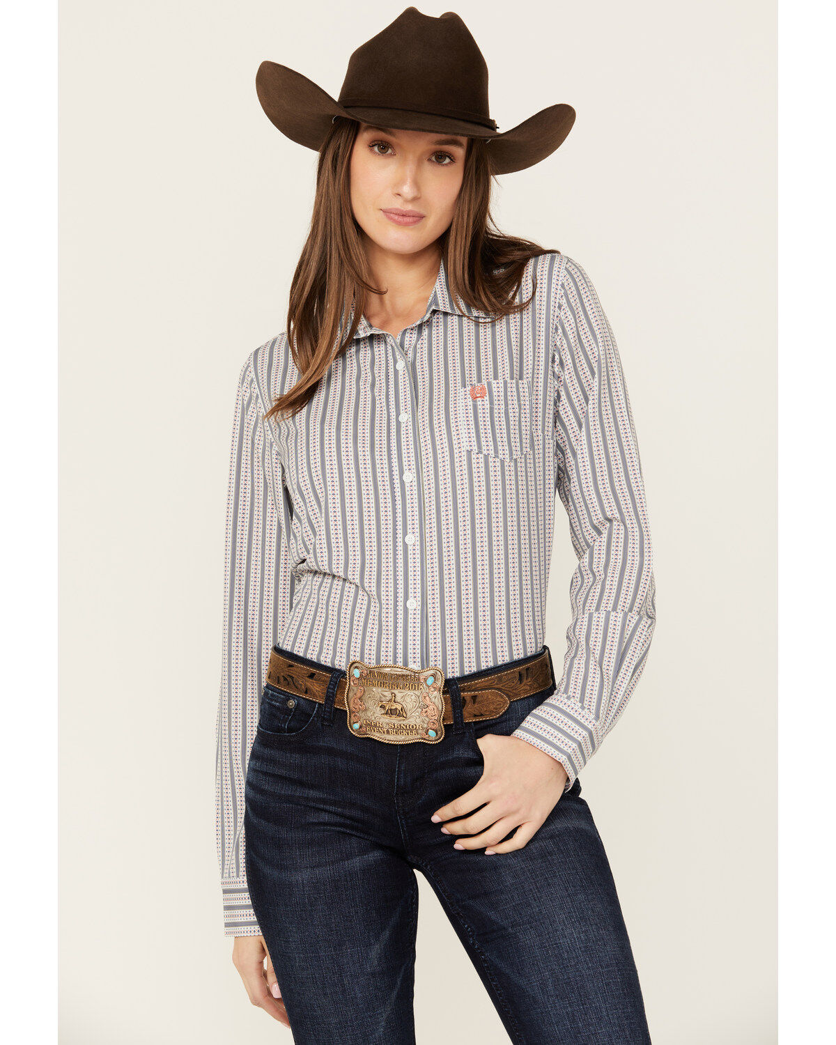 Cinch Women's ARENAFLEX&reg; Striped Long Sleeve Button-Down Western Core Shirt