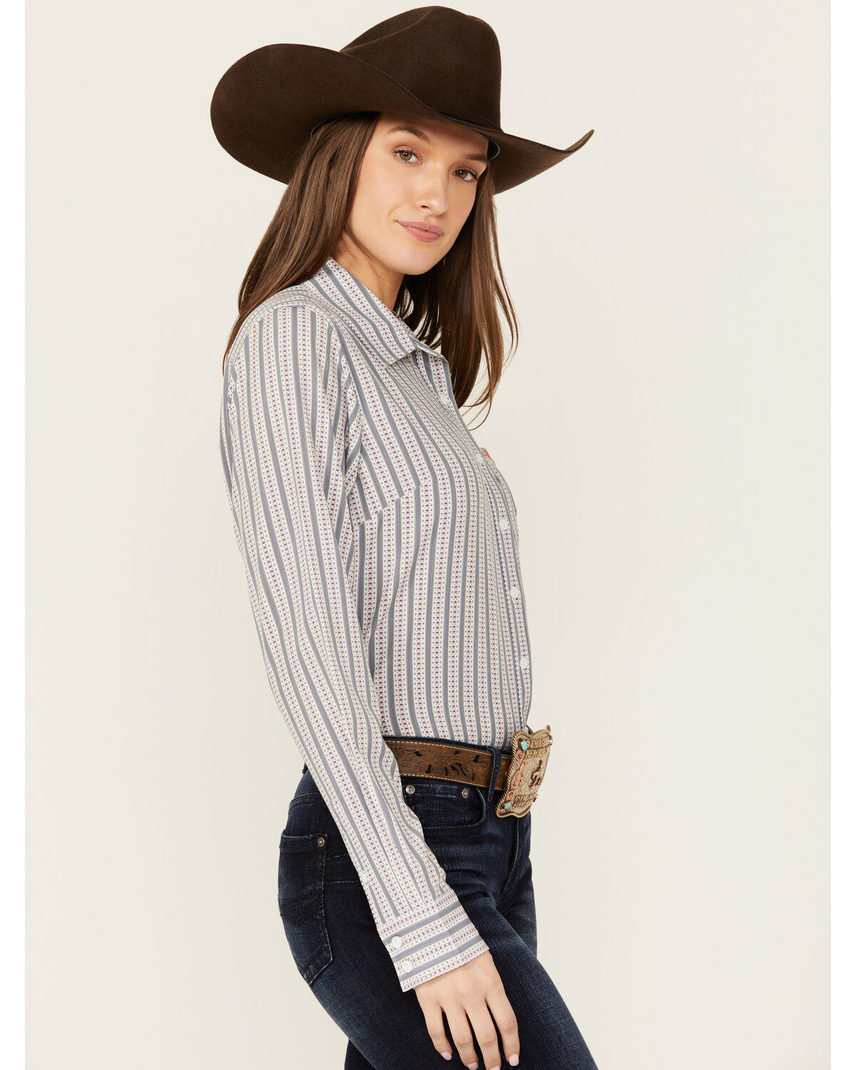Cinch Women's ARENAFLEX® Striped Long Sleeve Button-Down Western Core Shirt
