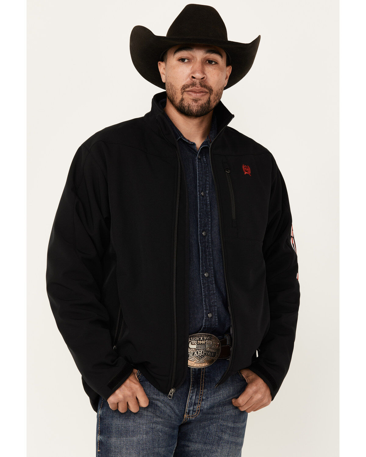 Cinch Men's Solid USA Logo Bonded Softshell Jacket
