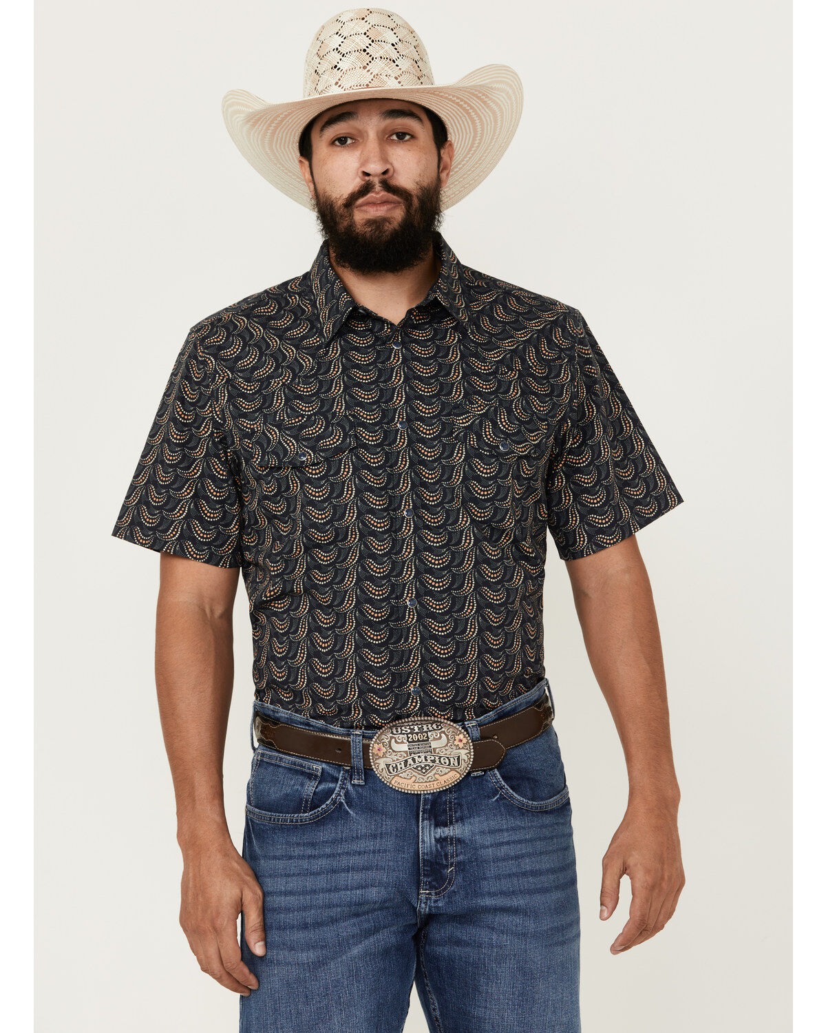 Gibson Men's Disco Ball Geo Print Short Sleeve Snap Western Shirt