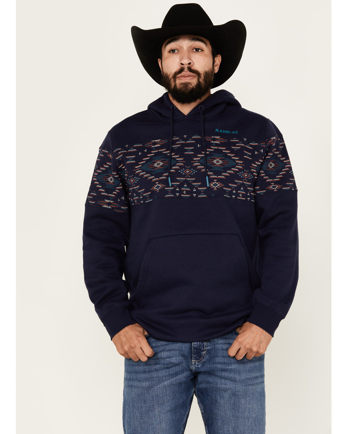 RANK 45&reg; Men's Covebull Southwestern Print Hooded Sweatshirt