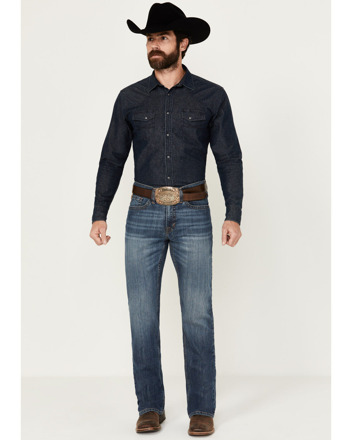 Cody James Men's Wolfstooth Wash Wyatt Slim Bootcut Stretch Denim Jeans