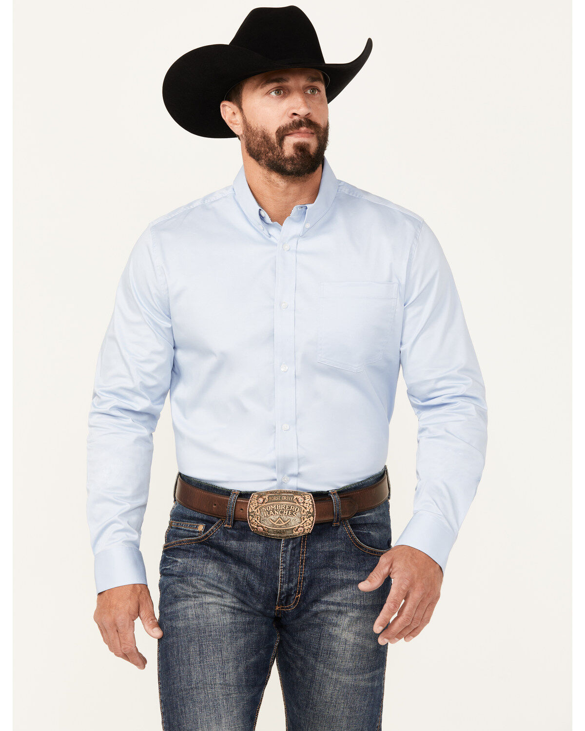 Cody James Men's Performance Twill Solid Long Sleeve Button-Down Western Shirt