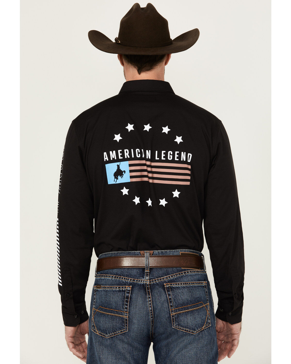 RANK 45&reg; Men's American Legend Logo Performance Twill Long Sleeve Pearl Snap Western Shirt