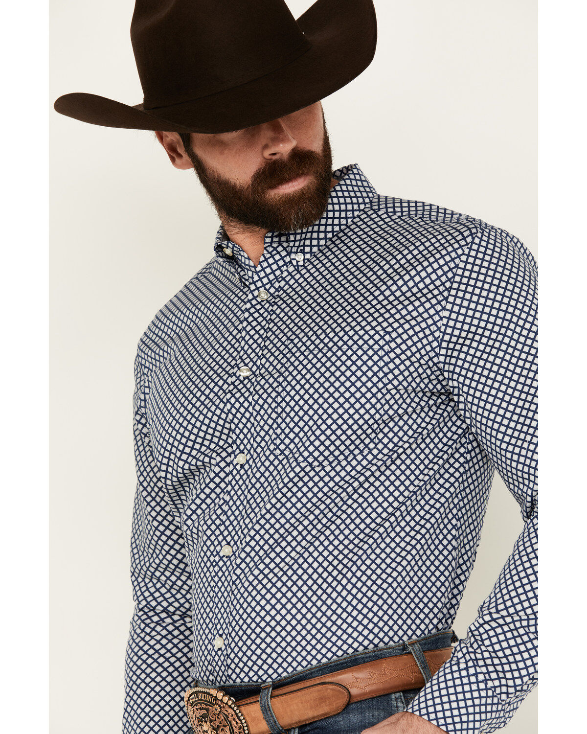 Cody James Men's Diamond Geo Print Long Sleeve Button-Down Stretch Western Shirt