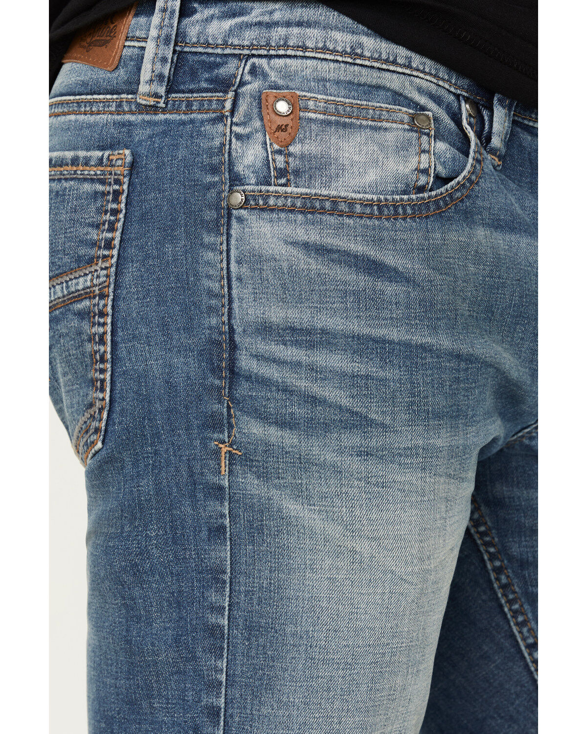 Moonshine Spirit Men's White Lightning Wash Hutch Slim Bootcut Stretch Denim Jeans