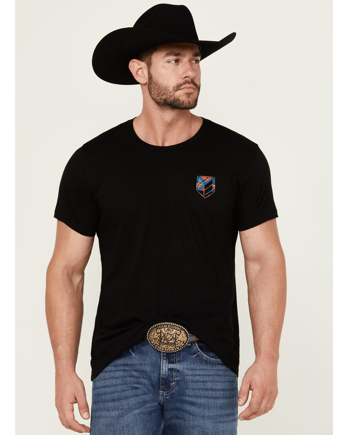 RANK 45&reg; Men's Southwestern Print Bull Logo Short Sleeve Graphic T-Shirt