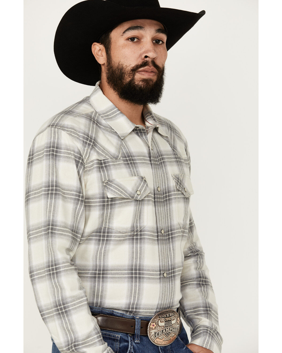 Blue Ranchwear Men's Hawkins Plaid Print Long Sleeve Snap Western Shirt