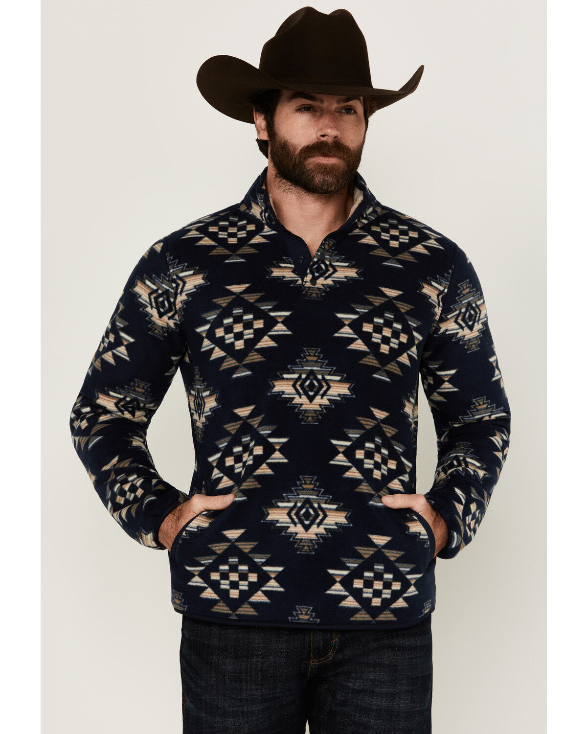 Cody James Men's Roy Southwestern Print 1/4 Snap Fleece Pullover