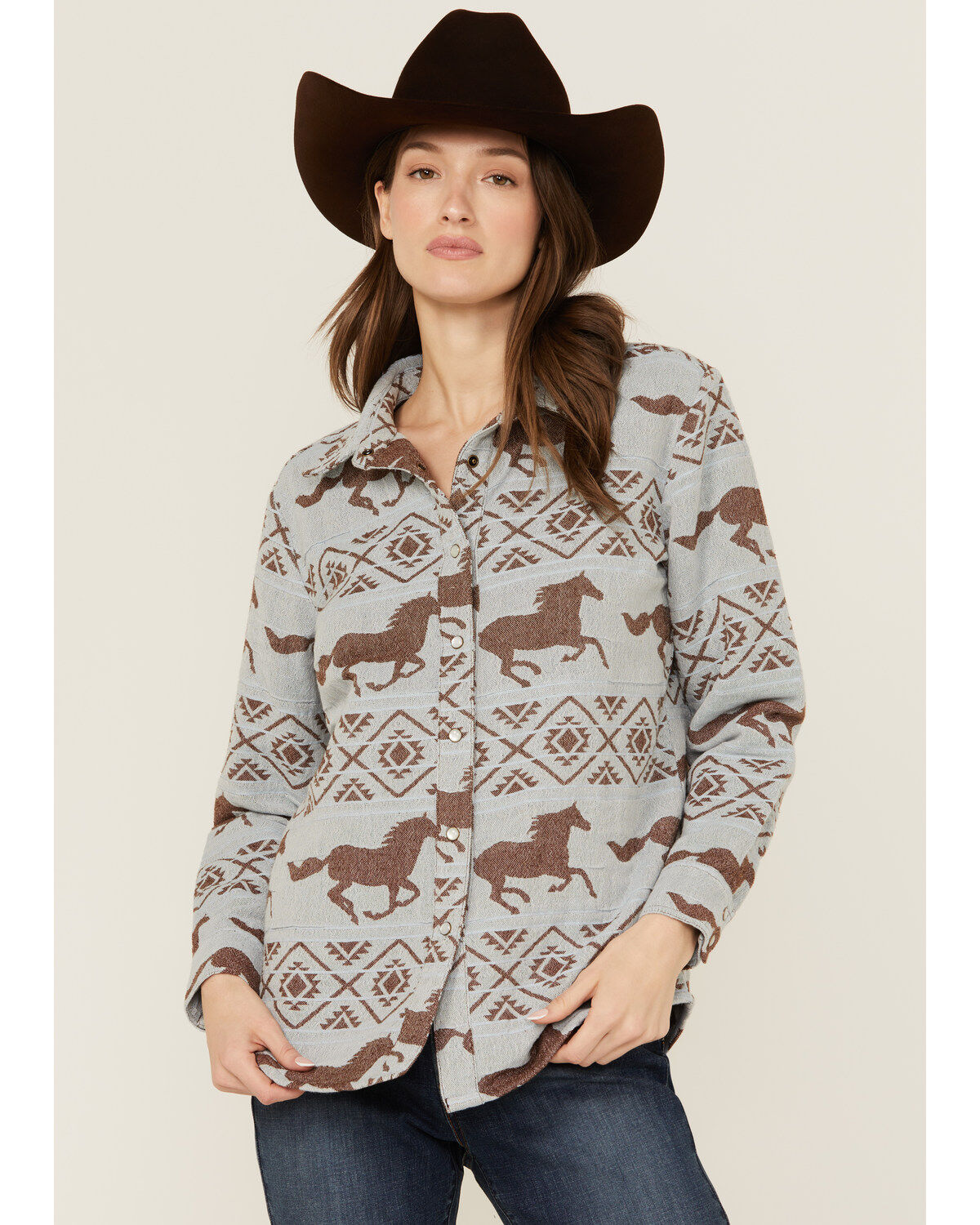 Shyanne Women's Horse Print Blanket Long Sleeve Pearl Snap Western Shirt 1 299440-shyanne-women-s-horse-print-blanket-long-sleeve-pearl-snap-western-shirt-1.jpg
