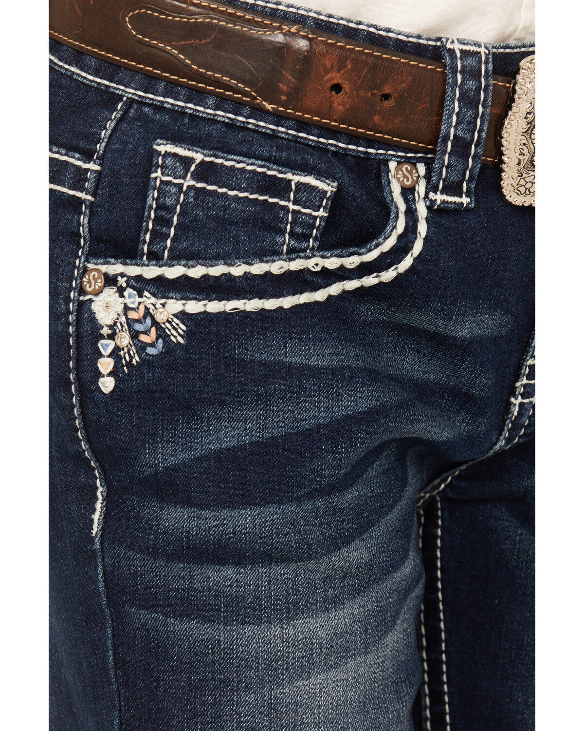 Shyanne Girls' Dark Wash Faux Flap Stretch Bootcut Jeans - bIG