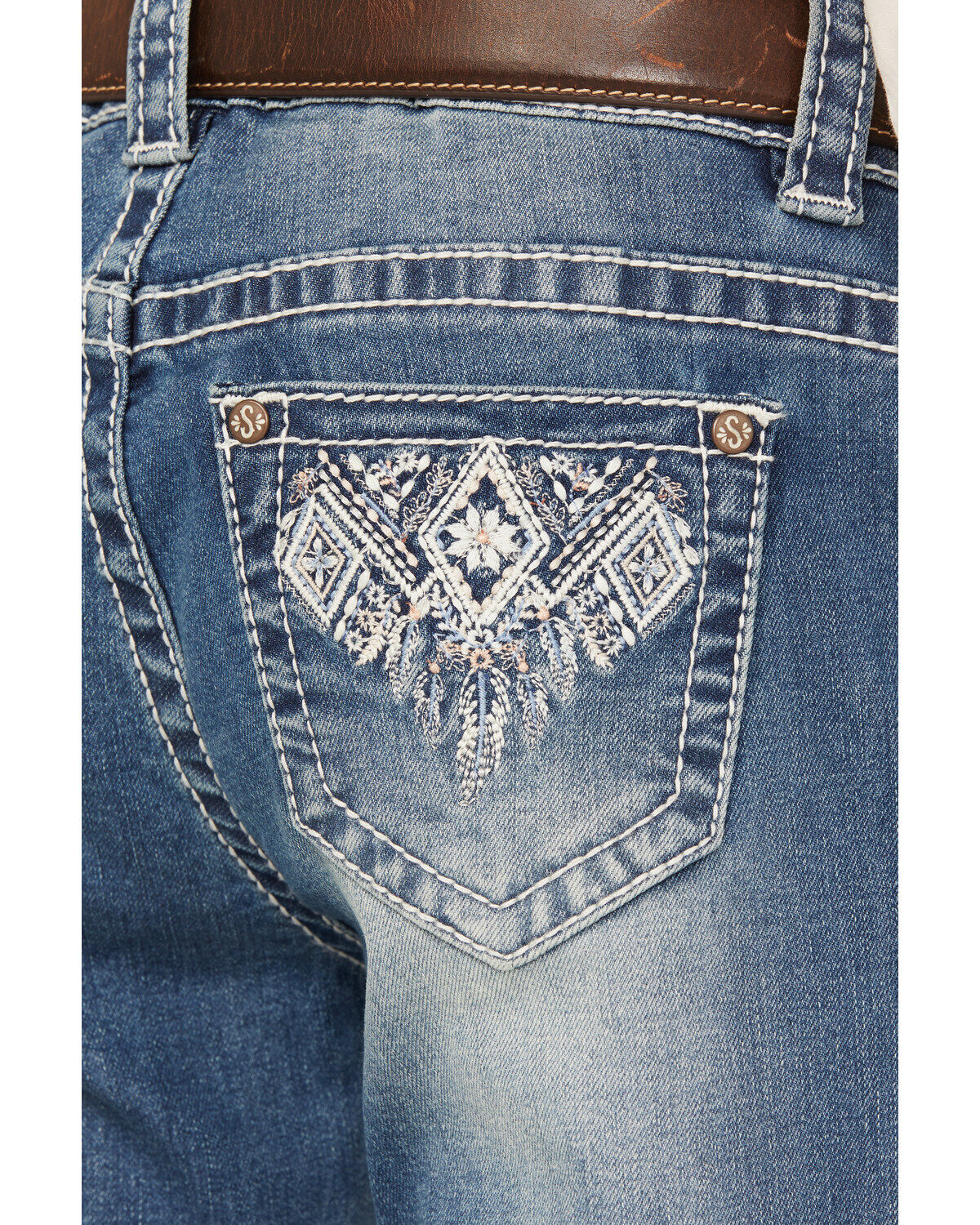 Shyanne Girls' Medium Wash Diamond Dreamcatcher Bootcut Jeans - Little