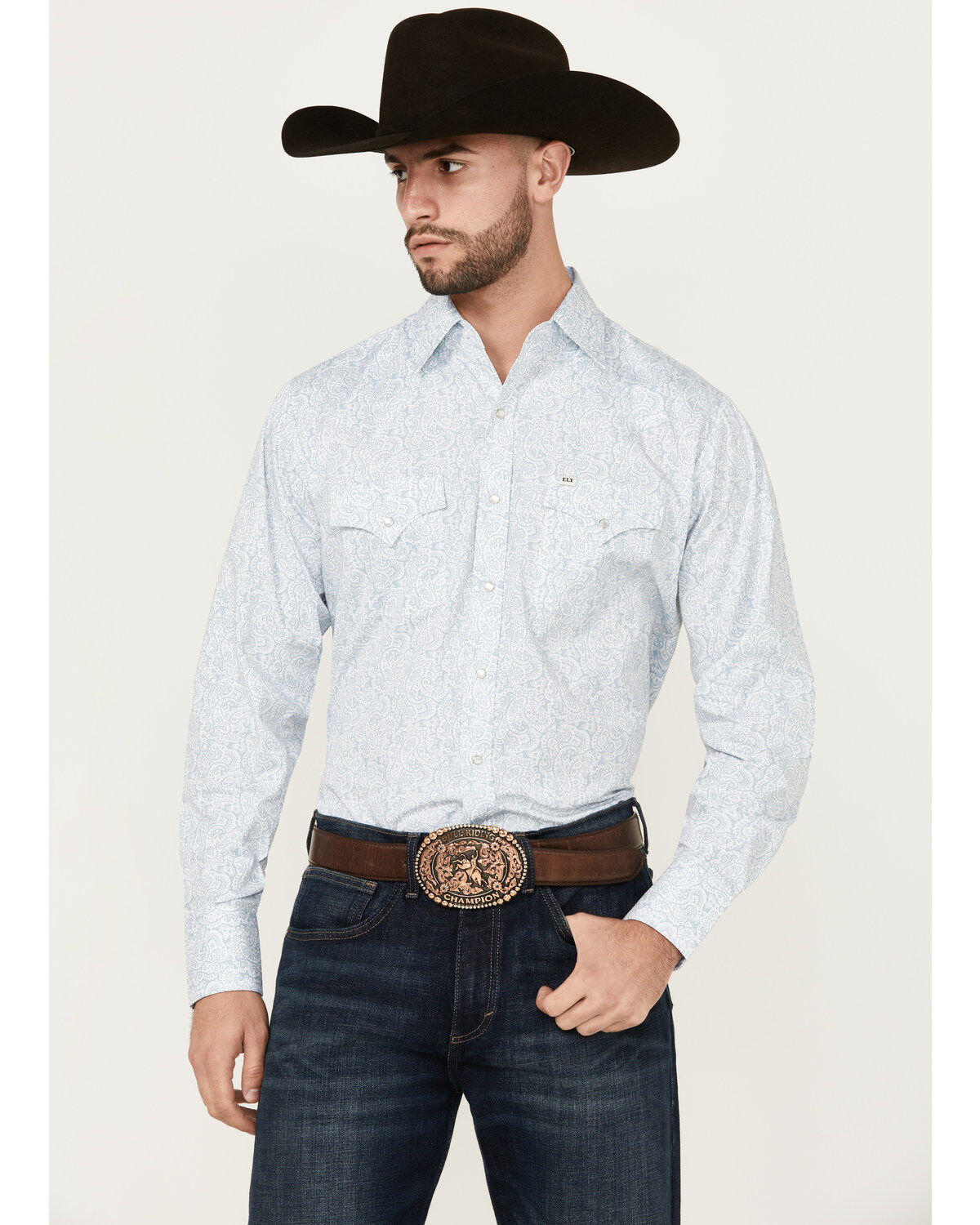 Ely Walker Men's Paisley Print Long Sleeve Snap Western Shirt