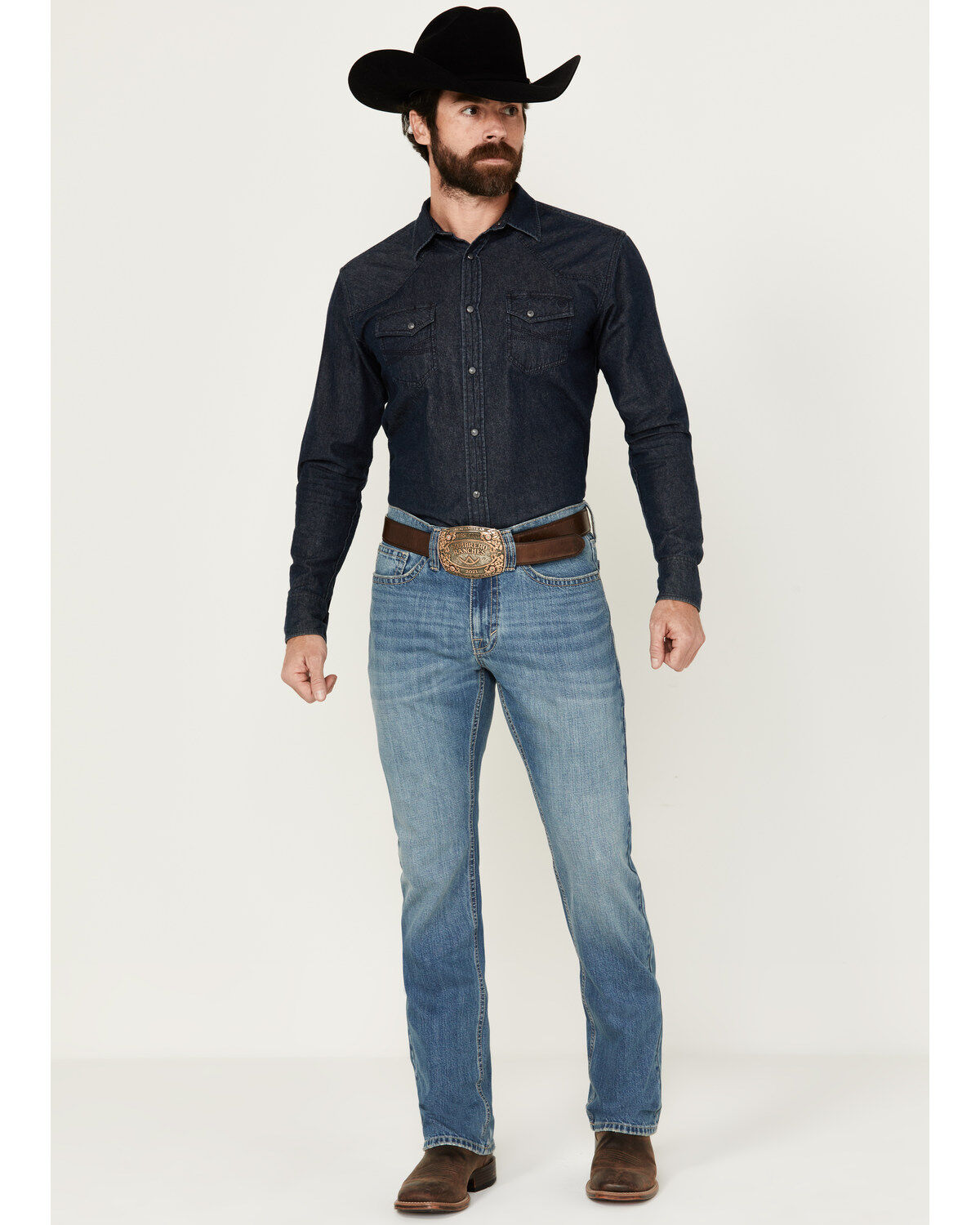 Cody James Men's Roughstock Wash Jackson Slim Straight Rigid Denim Jeans