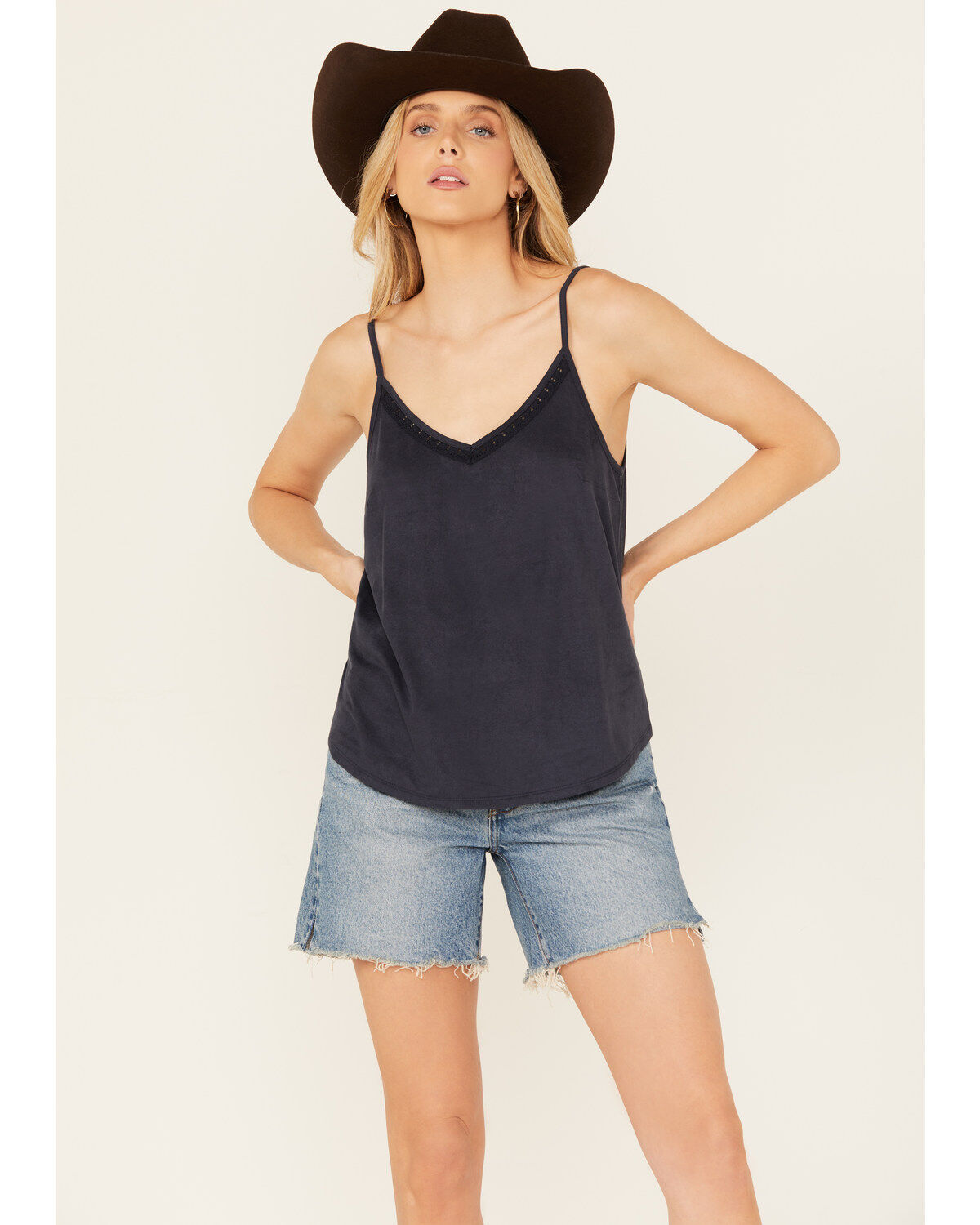 Shyanne Women's Crochet Trim Faux Suede Cami