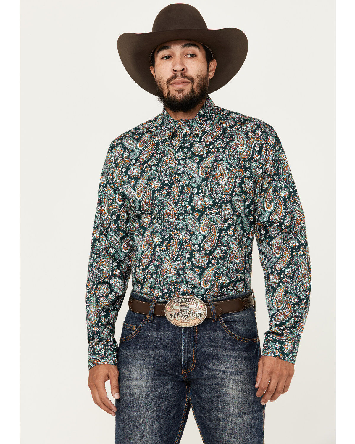 Cinch Men's Paisley Print Long Sleeve Button-Down Western Shirt
