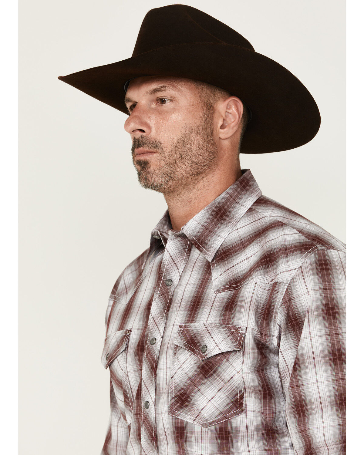 Wrangler 20X Men's Plaid Print Long Sleeve Snap Stretch Western Shirt - Tall