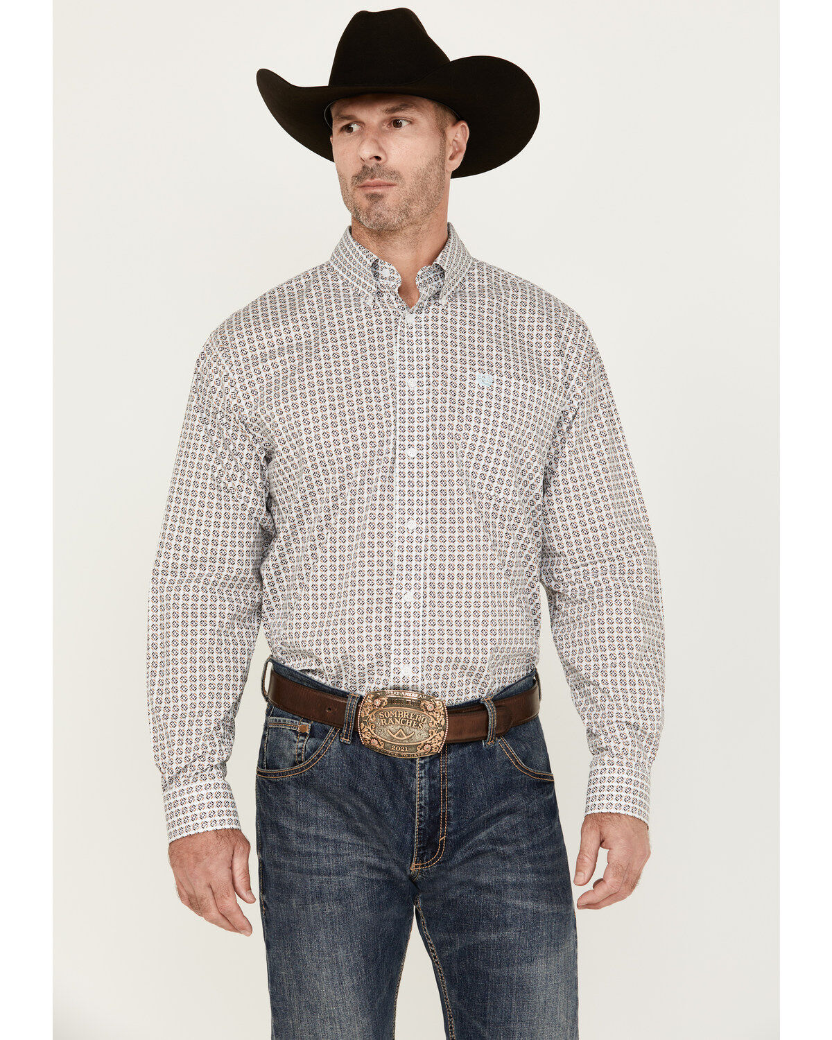 Cinch Men's Geo Print Long Sleeve Button-Down Stretch Western Shirt