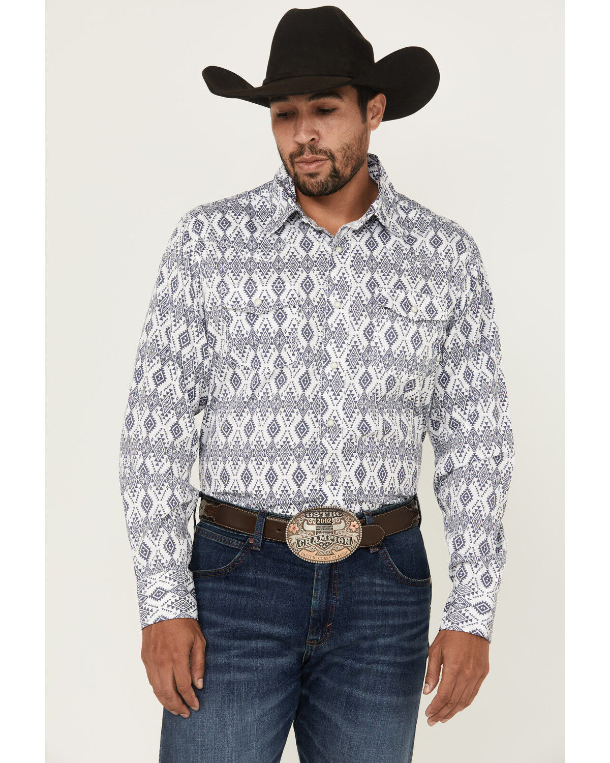 Wrangler Retro Men's Premium Geo Print Long Sleeve Snap Western Shirt