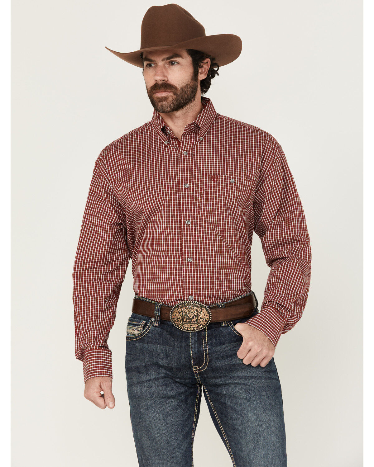 George Strait by Wrangler Men's Checkered Print Long Sleeve Button-Down Stretch Western Shirt 1 312827-george-strait-by-wrangler-men-s-checkered-print-long-sleeve-button-down-stretch-western-shirt-1.jpg
