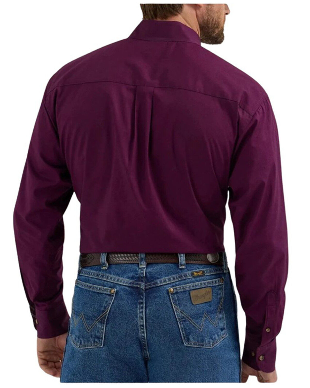 George Strait by Wrangler Men's Solid Long Sleeve Button-Down Stretch Western Shirt - Big