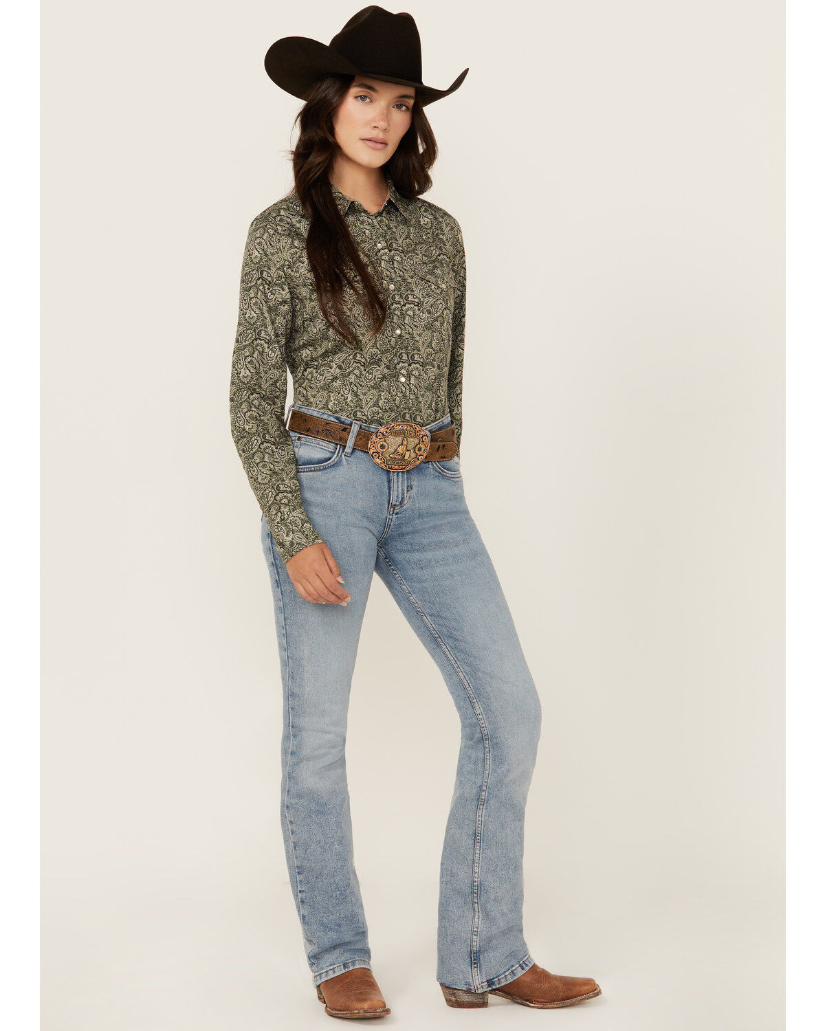 Wrangler Retro Women's Dillon Light Wash Mid Rise Mae Stretch Bootcut Jeans