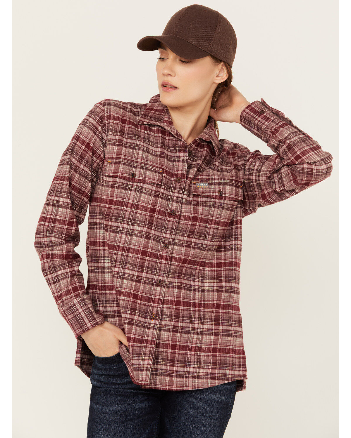 Ariat Women's Rebar Flannel DuraStretch Long Sleeve Button-Down Work Shirt