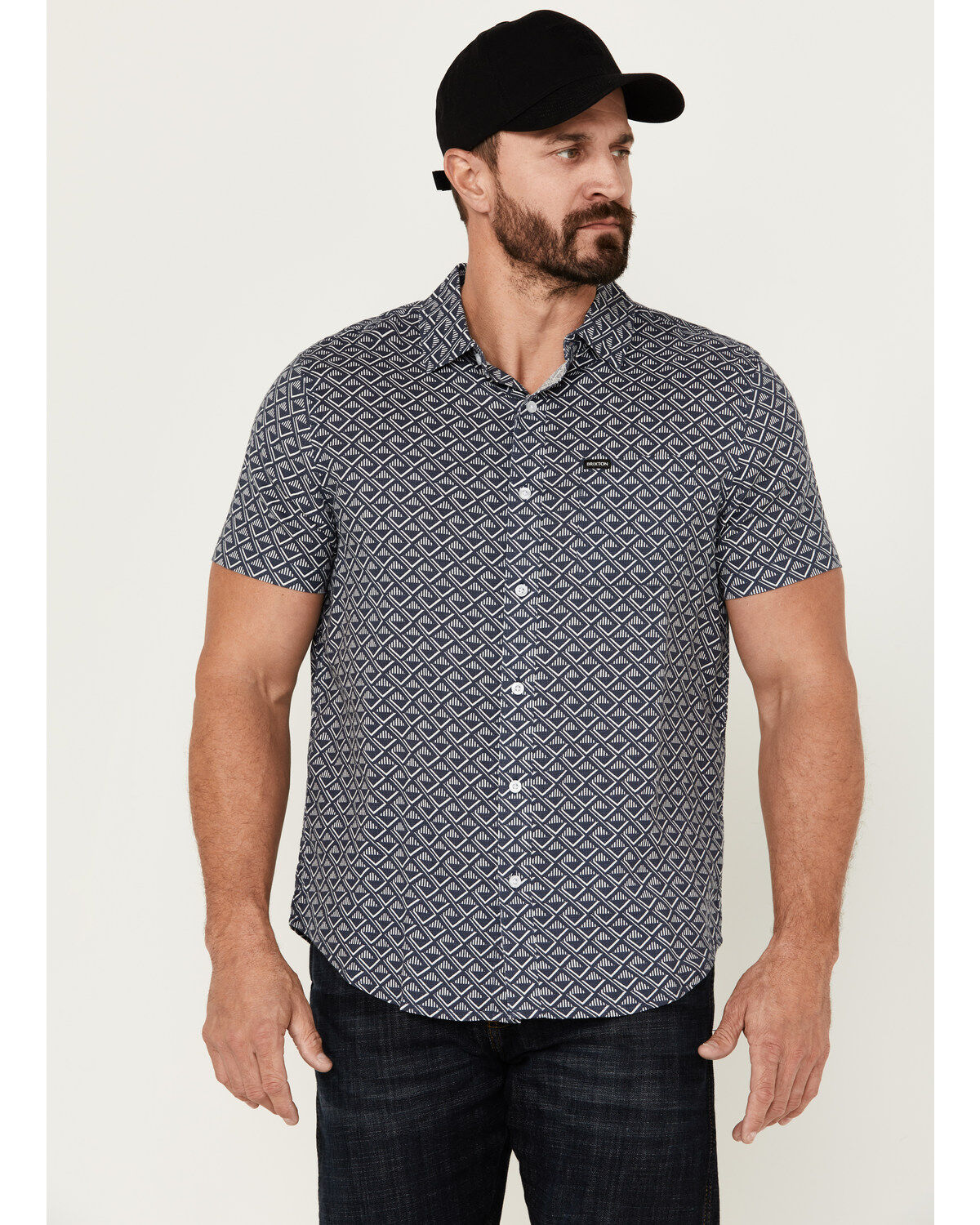 Brixton Men's Charter Tile Short Sleeve Button-Down Stretch Shirt