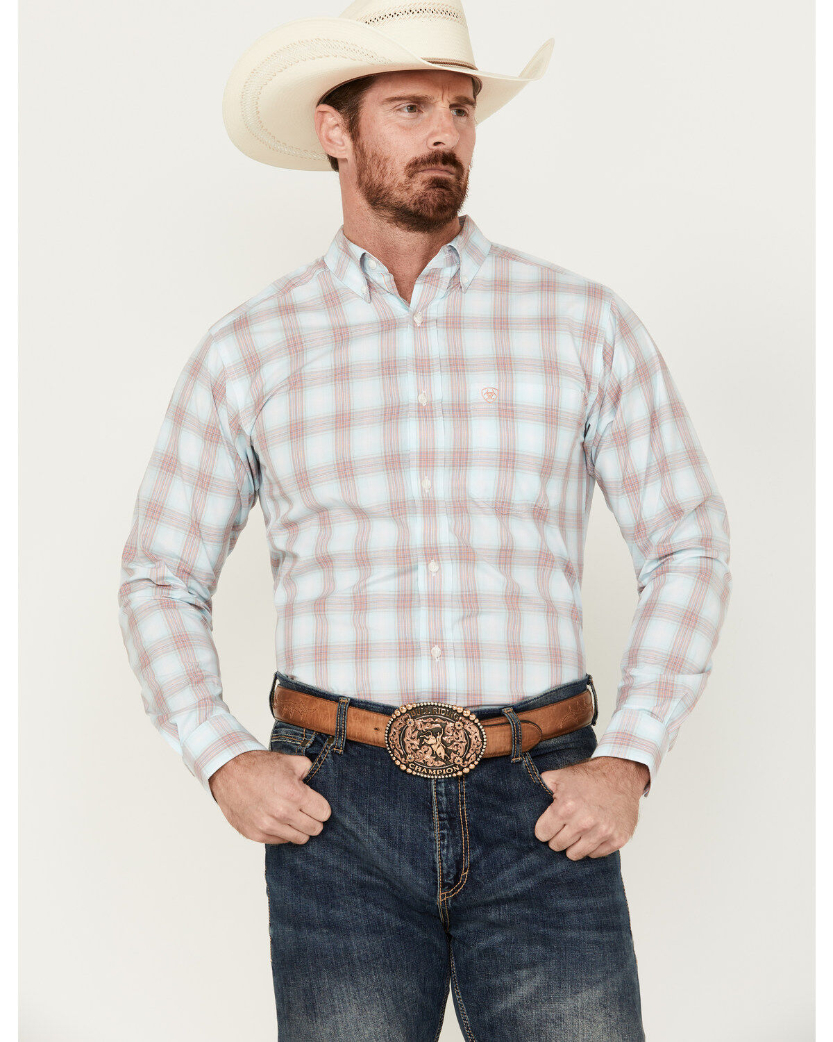 Ariat Men's Pro Series King Plaid Print Long Sleeve Button-Down Western Shirt