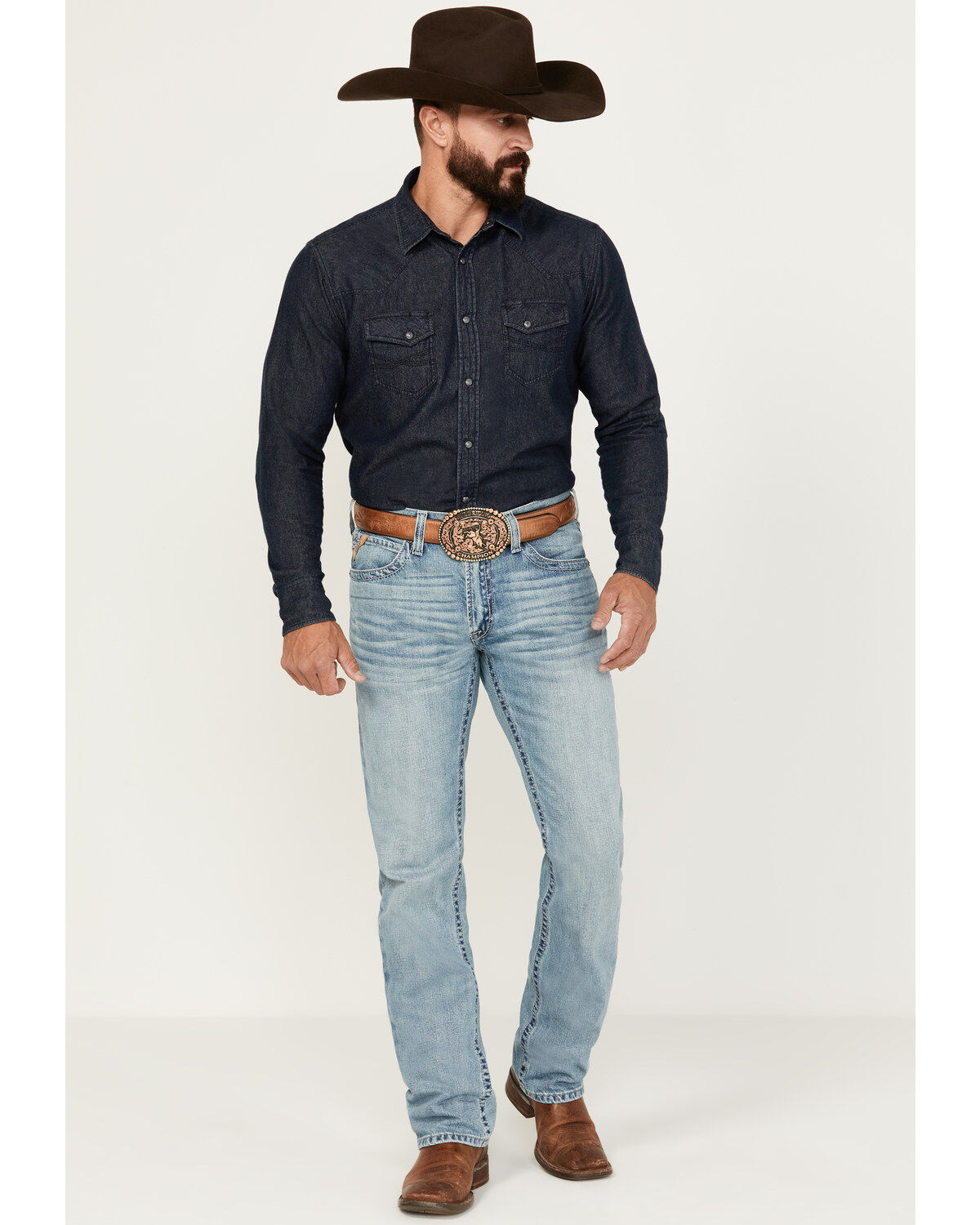 Ariat Men's M4 Corona Marston Light Wash Relaxed Straight Rigid Jeans - Big