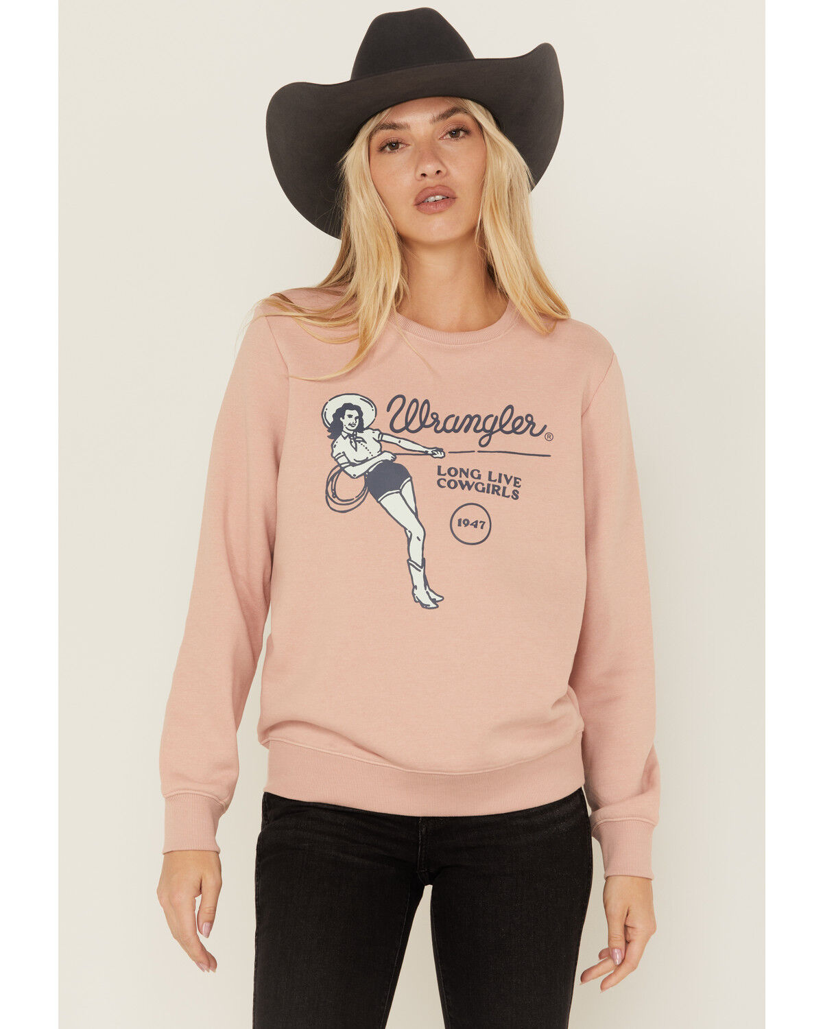 Wrangler Retro Women's Long Live Cowgirls Logo Crewneck