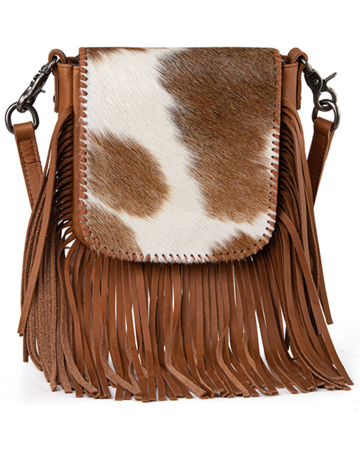 Montana West Women's Hair-On Collection Fringe Crossbody Bag