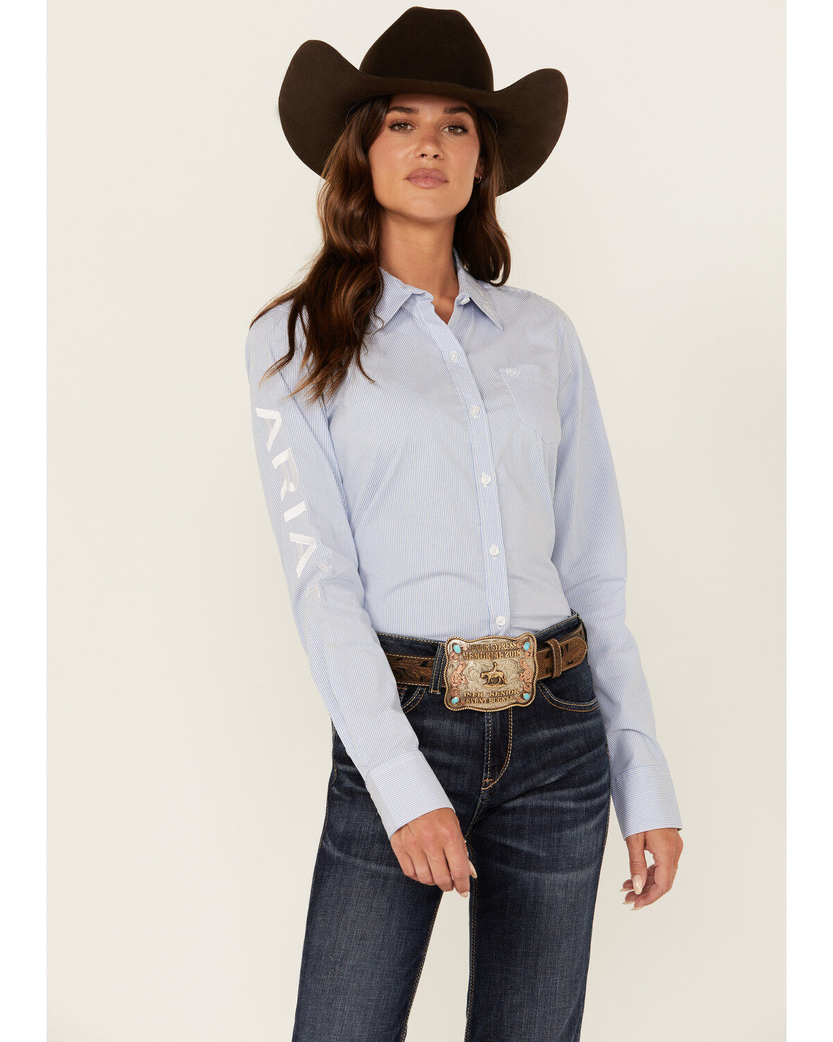 Ariat Women's Striped Team Kirby Long Sleeve Button-Down Stretch Western Shirt