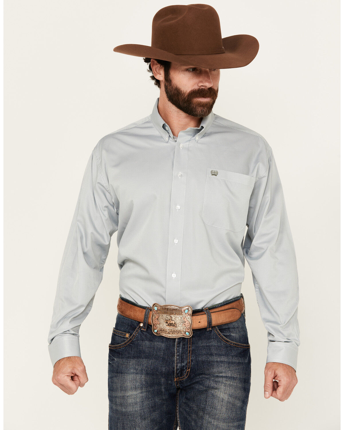 Cinch Men's Micro Striped Long Sleeve Button-Down Western Shirt