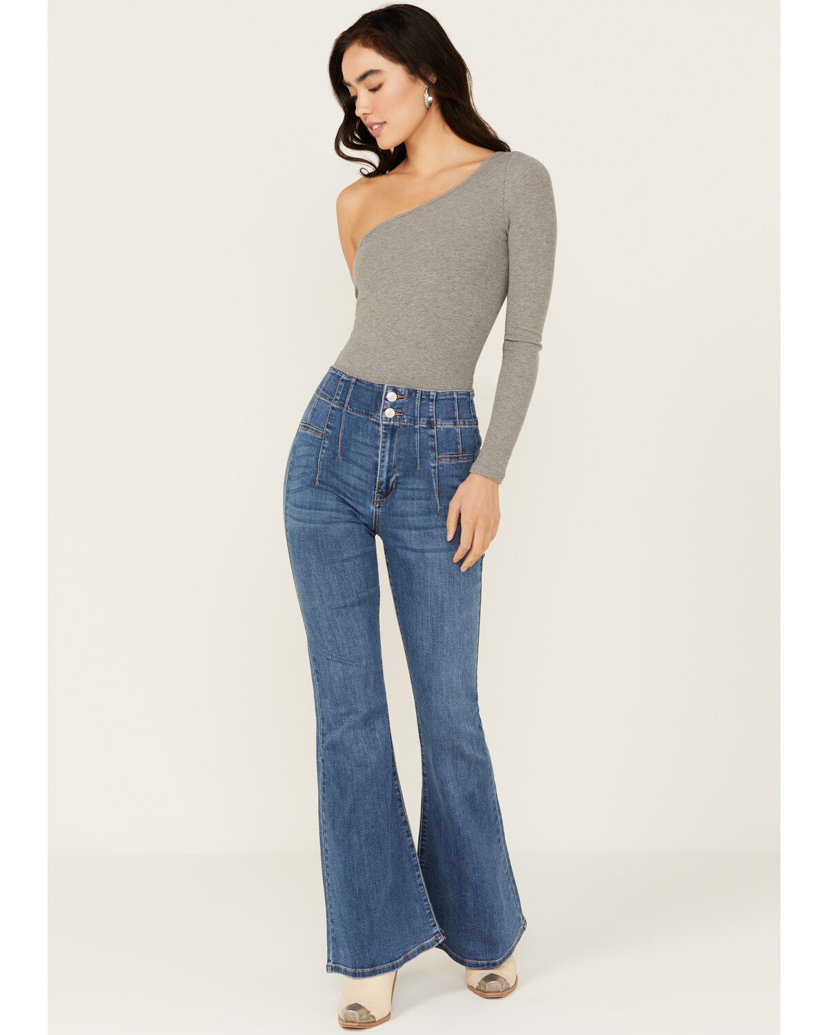 Sneak Peek Women's Dark Wash Pull-On Stretch Flare Jeans