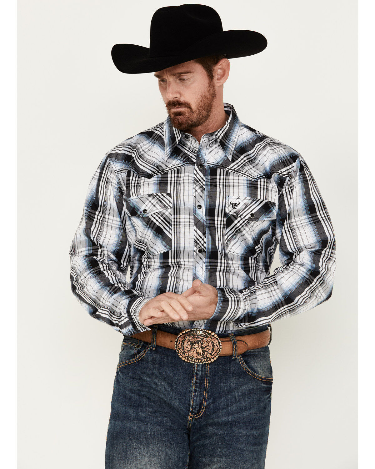 Cowboy Hardware Men's Hermosillo Plaid Print Long Sleeve Snap Western Shirt