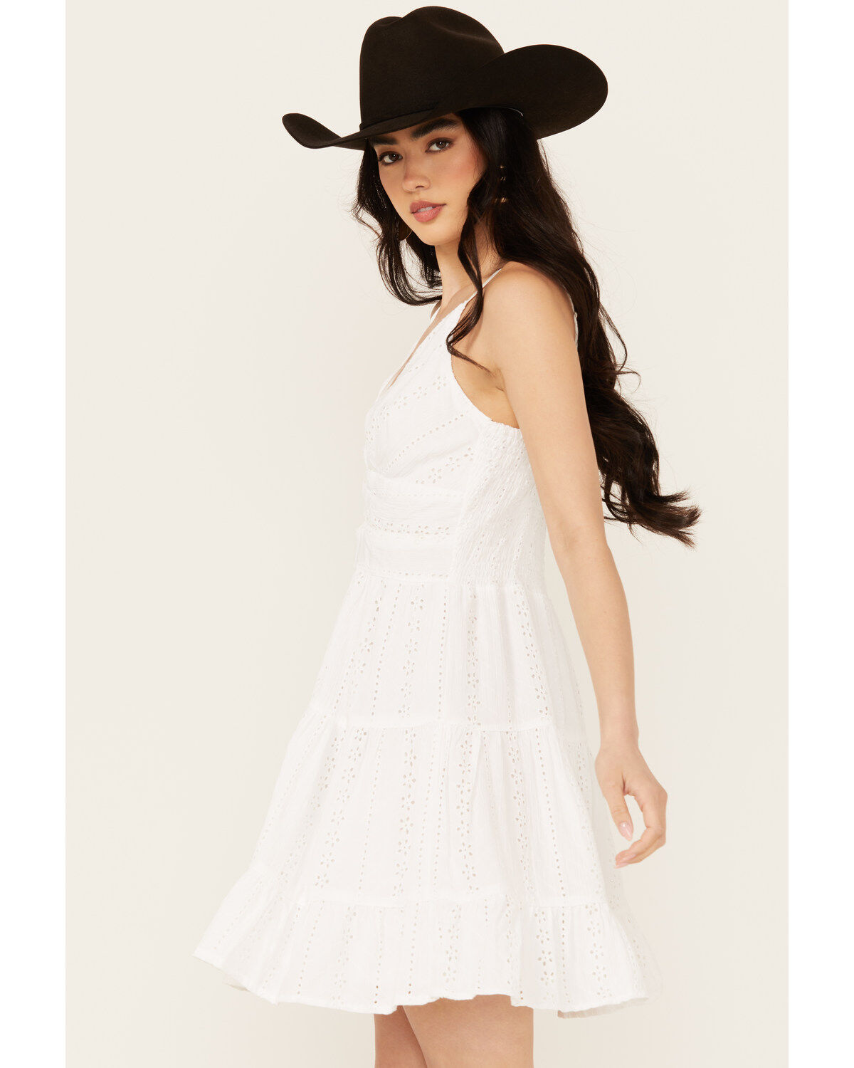 Angie Women's Eyelet Knot Front Mini Dress