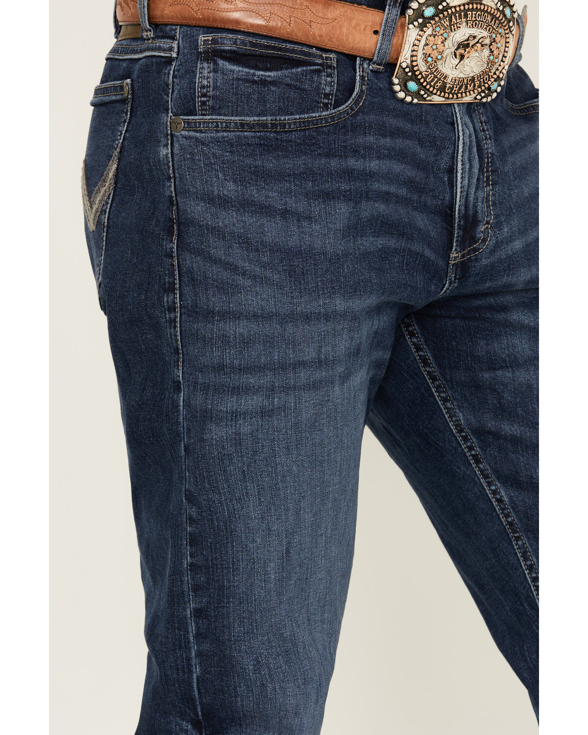Wrangler 20X Men's Warren Medium Wash Slim Straight Stretch Denim Jeans - Tall