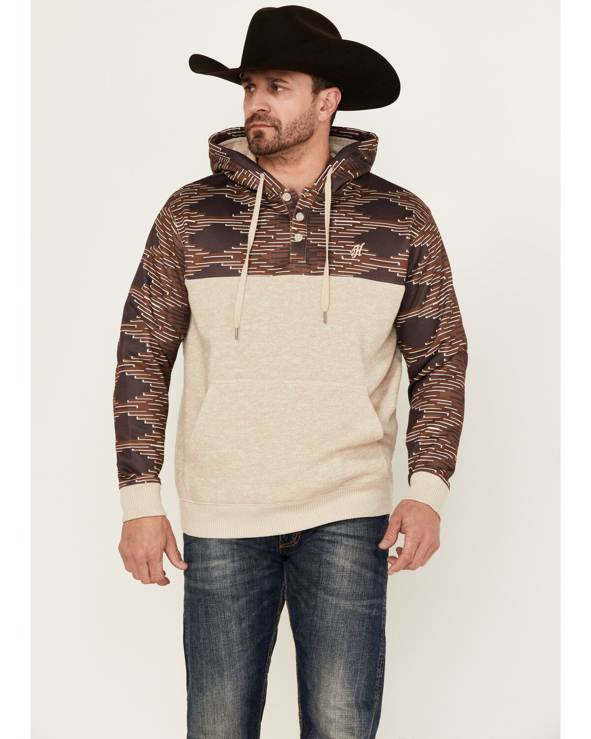 Hooey Men's Jimmy Southwestern Block Hooded Pullover