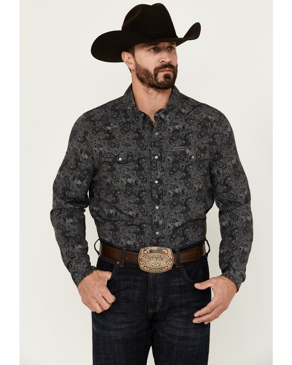 Panhandle Men's Paisley Print Long Sleeve Snap Performance Western Shirt