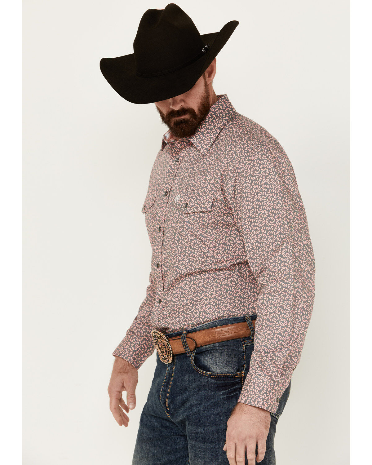 Panhandle Select Men's Printed Long Sleeve Pearl Snap Western Shirt - Tall