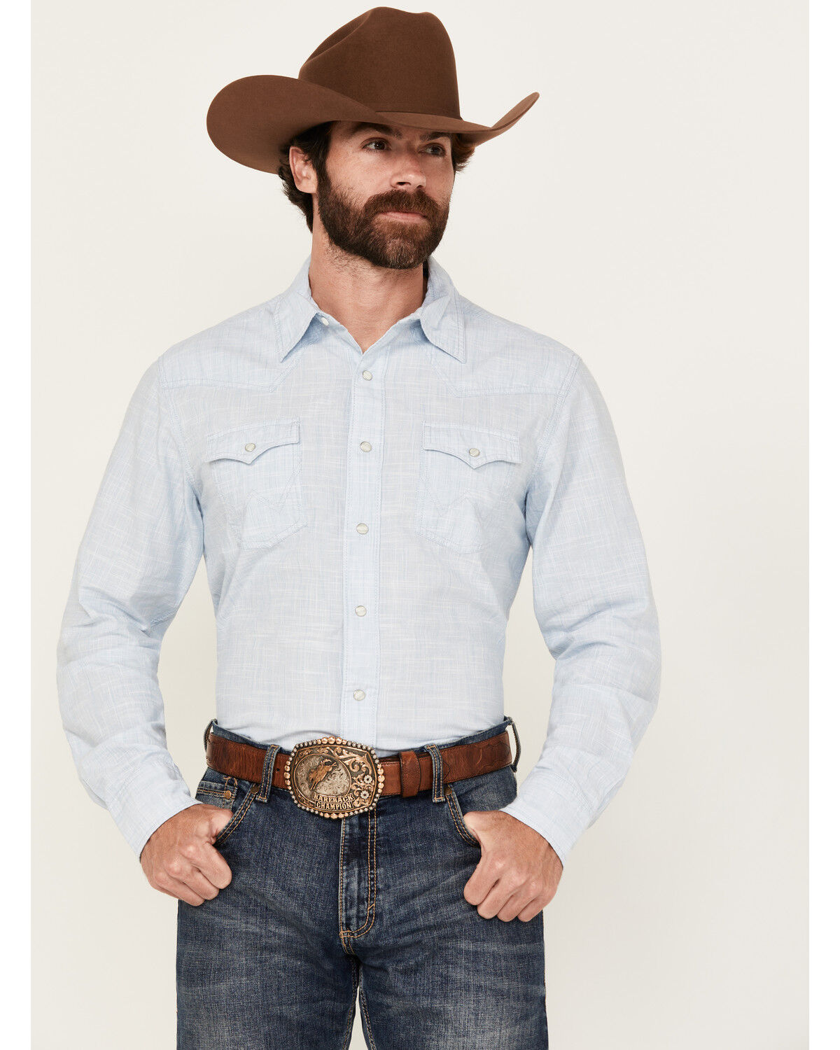 Wrangler Retro Men's Retro Solid Long Sleeve Snap Western Shirt