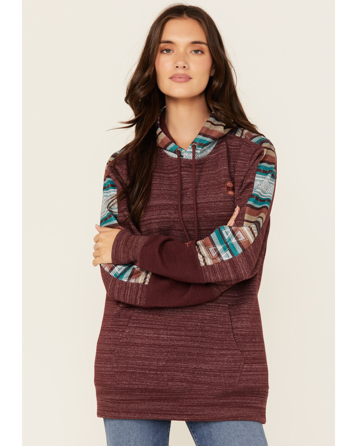 Hooey Women's Striped Trim Hoodie