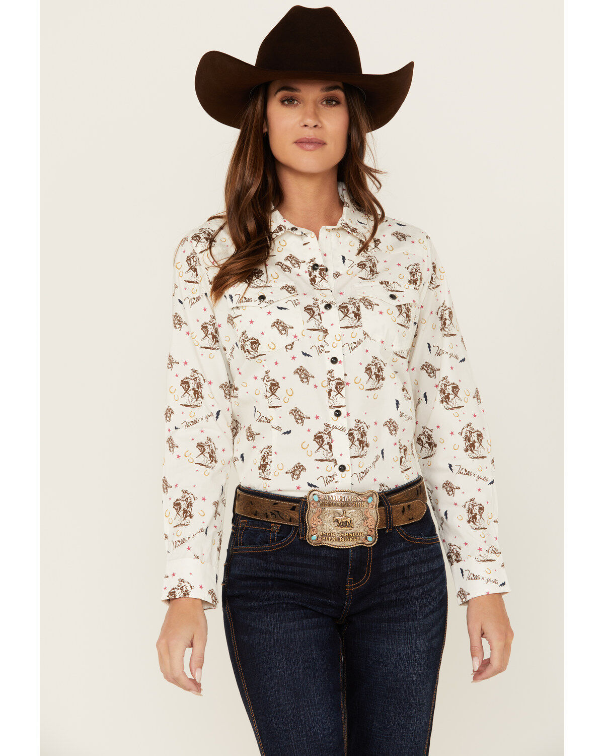 Ariat Women's Horse Print Long Sleeve Snap Western Shirt