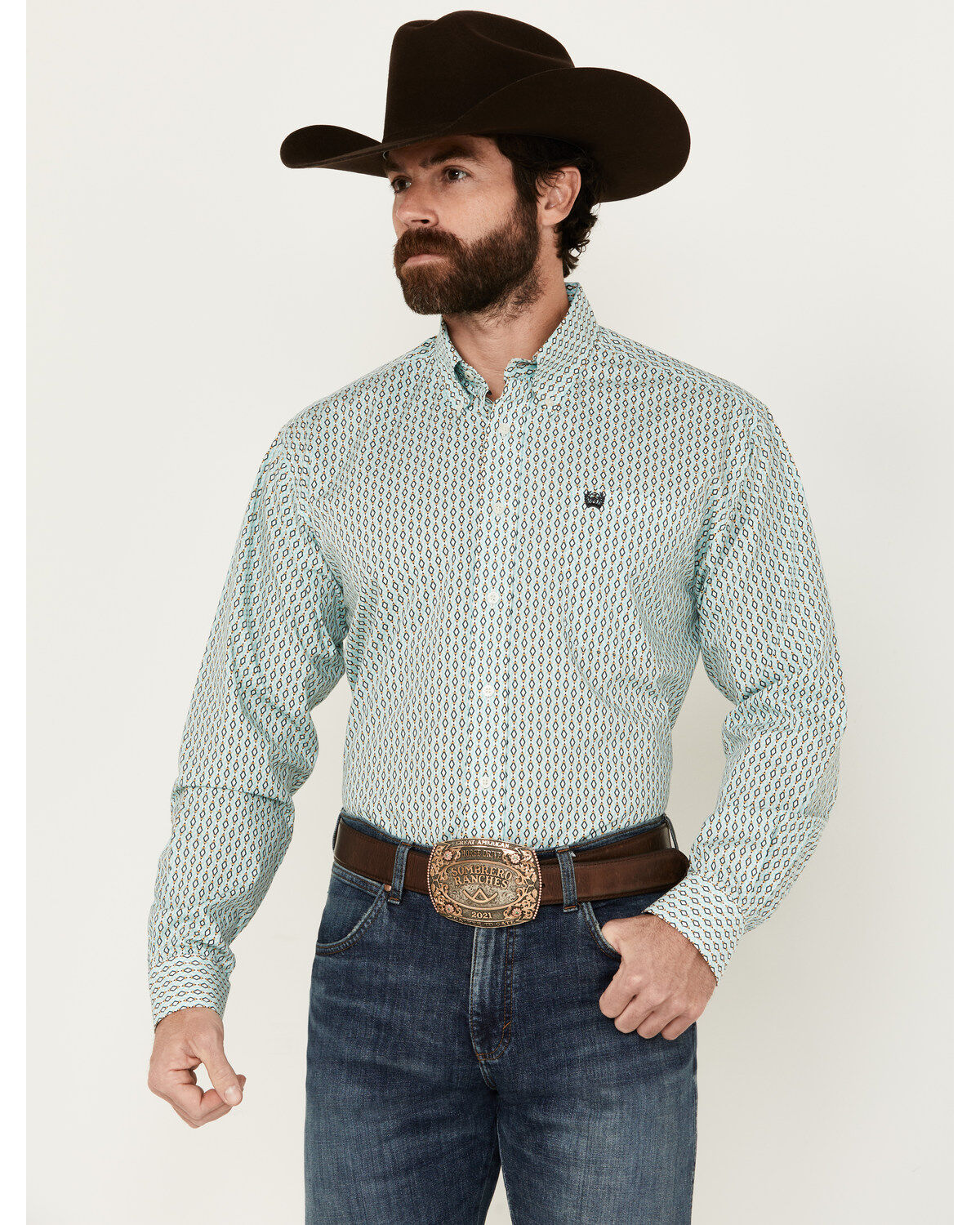 Cinch Men's Geo Print Long Sleeve Button-Down Western Shirt