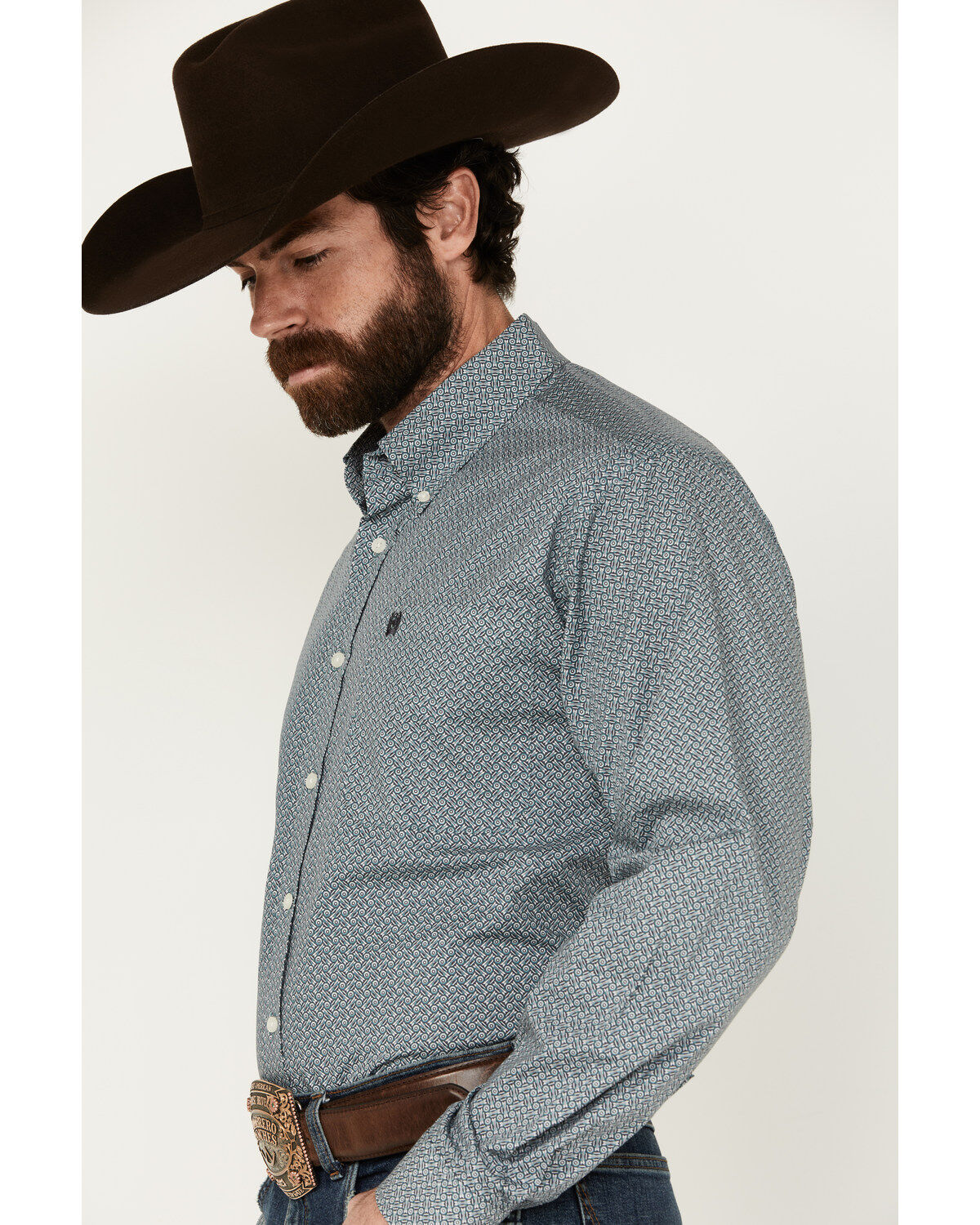 Cinch Men's Geo Print Long Sleeve Button-Down Stretch Western Shirt