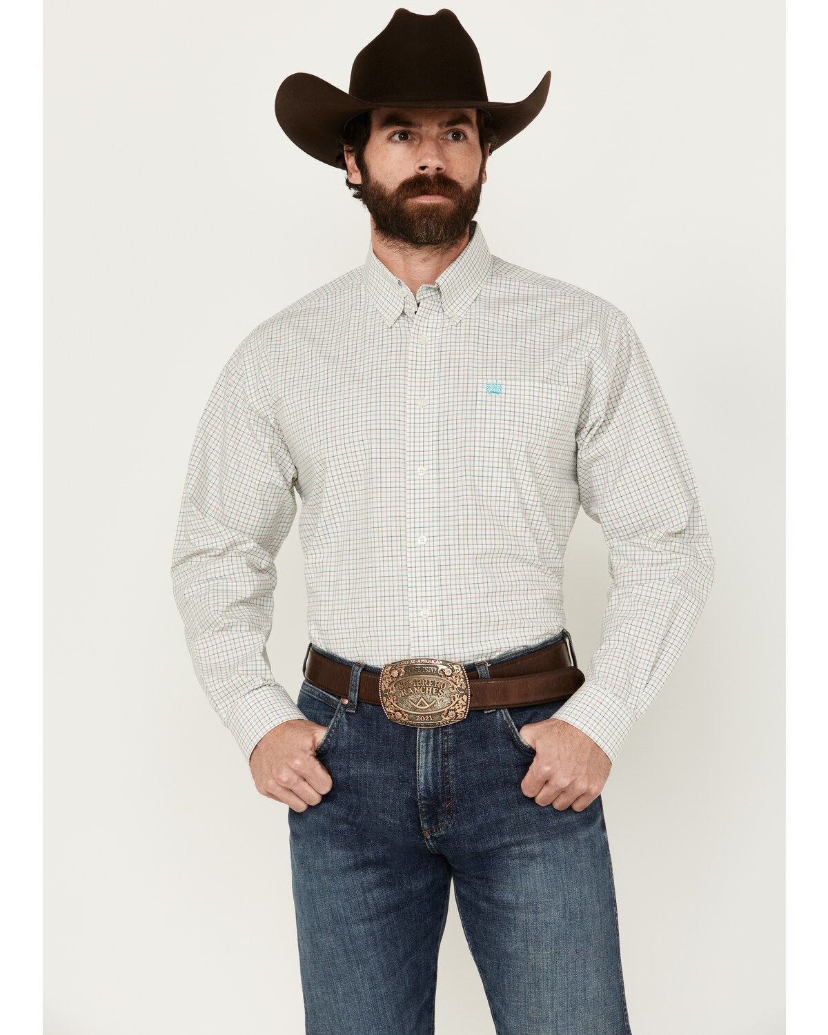 Cinch Men's Checkered Print Long Sleeve Button-Down Western Shirt