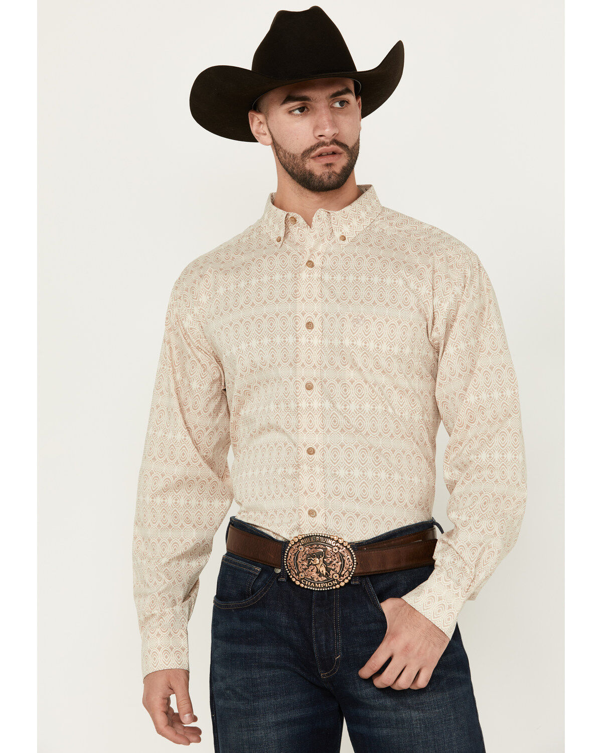 Ariat Men's 360 Airflow Geo Print Long Sleeve Button-Down Western Shirt