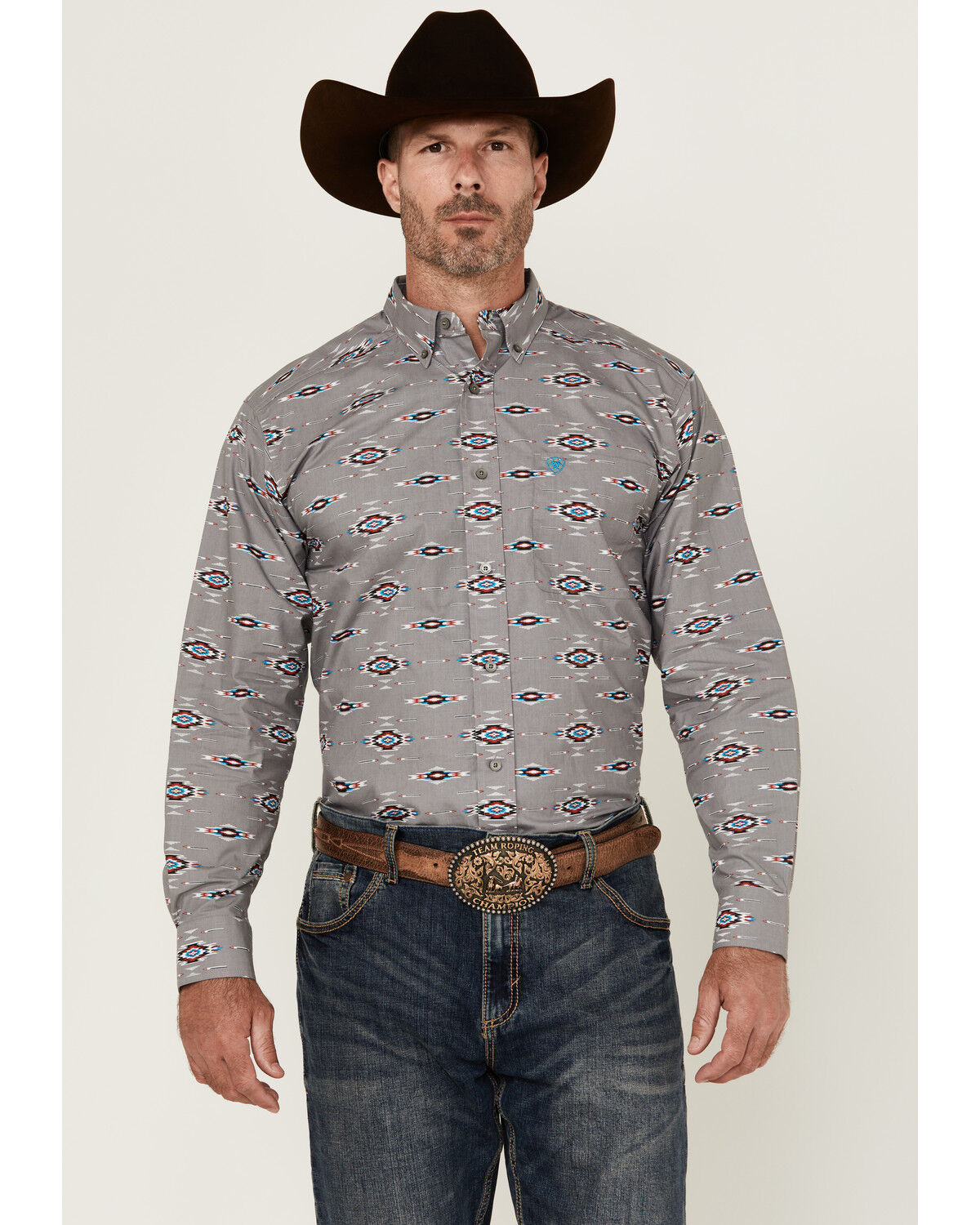 Ariat Men's Jarrod Southwestern Print Long Sleeve Button-Down Western Shirt