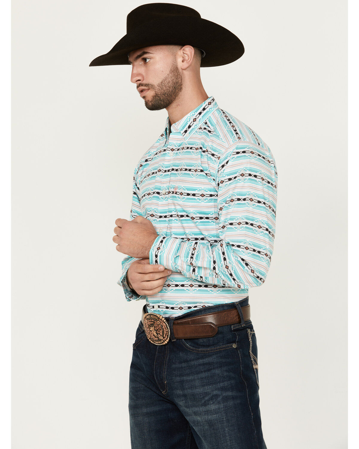 Ariat Men's Jefferson Southwestern Striped Long Sleeve Button-Down Western Shirt